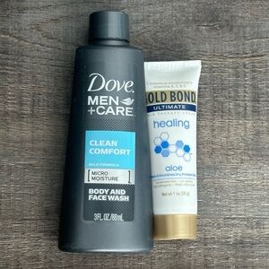 💞 New Dove Men+Care & Gold Bond 2-Piece Travel Hygiene Set